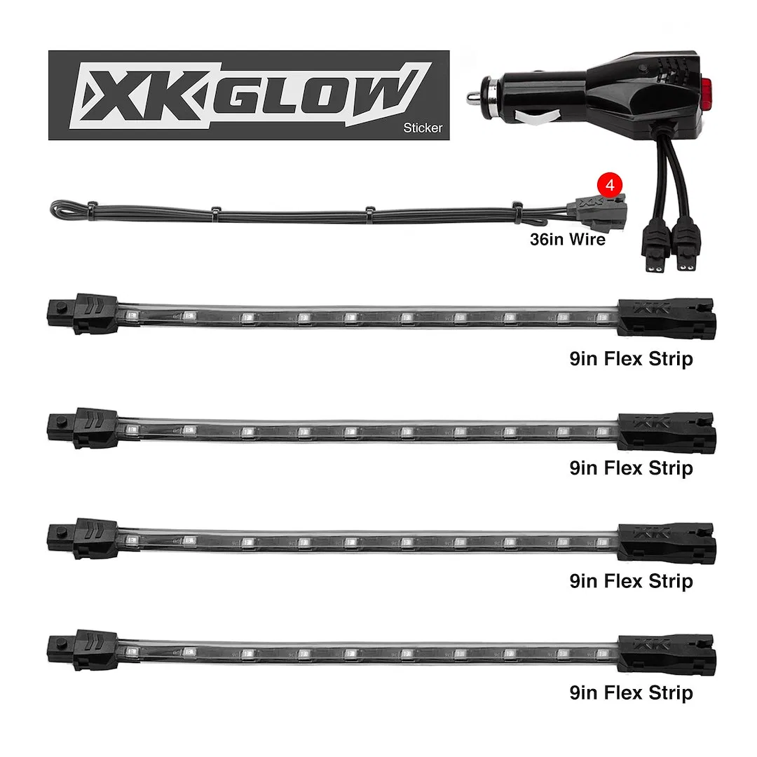 XK041004-R – XK GLOW Multi Purpose Light - LED, 8 Inch Length Flexible Light Strips 12 Volt Bracket Surface Mount Wit...